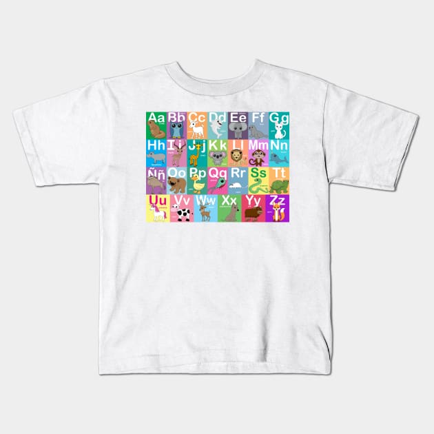 Spanish Animal Alphabet Kids T-Shirt by Mstiv